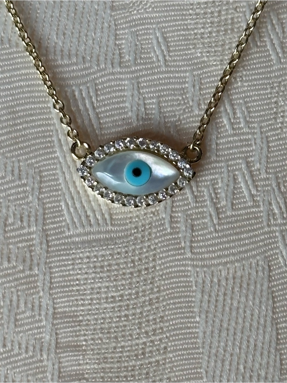 Evil Eye Necklace with gemstones, marked 925K, new